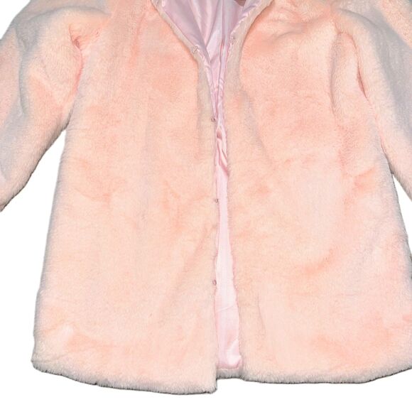 NWT XS Eilly Bazar Baby Pink Fuzzy Furry‎ Vegan Y2k Jacket Coat Open Front - Picture 3 of 5